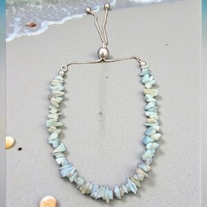 LARIMAR BOLO BRACELET 925 STERLING SILVER 6- 6.5